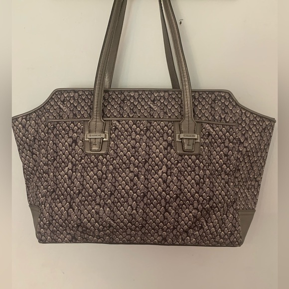 Coach Taylor Snake Alexis Tote Carryall Shoulder Bag Leather Trim New F26034 - Picture 1 of 16